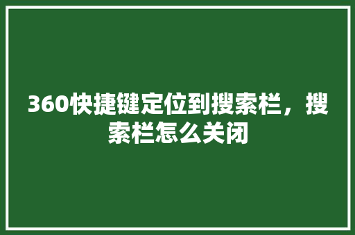 360快捷键定位到搜索栏，搜索栏怎么关闭 AI技术学习