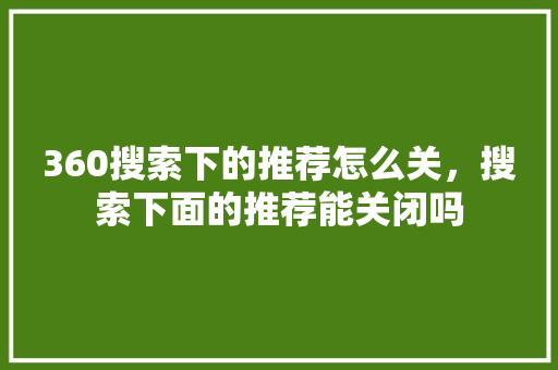 360搜索下的推荐怎么关，搜索下面的推荐能关闭吗