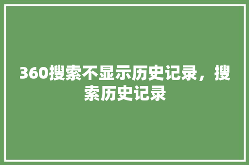 360搜索不显示历史记录，搜索历史记录