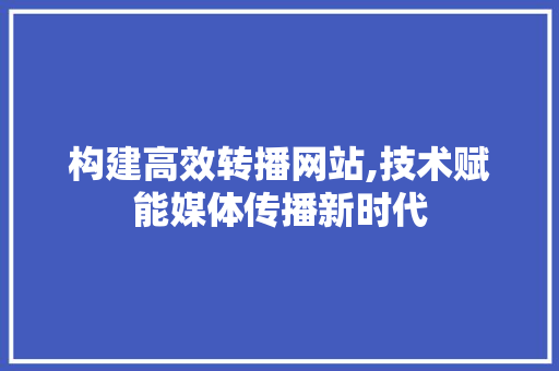 构建高效转播网站,技术赋能媒体传播新时代