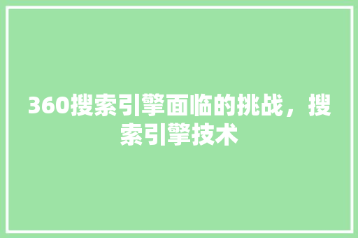 360搜索引擎面临的挑战，搜索引擎技术 seo技术