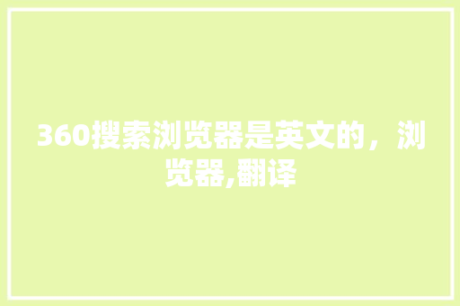 360搜索浏览器是英文的，浏览器,翻译