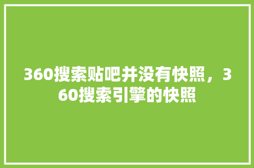 360搜索贴吧并没有快照，360搜索引擎的快照 头条优化