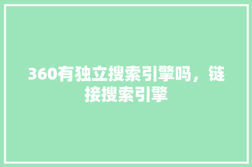 360有独立搜索引擎吗，链接搜索引擎