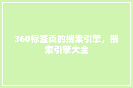 360标签页的搜索引擎，搜索引擎大全 小程序开发