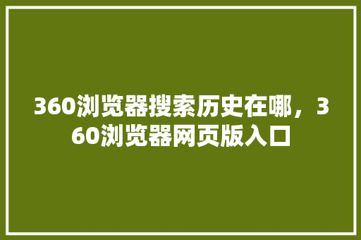 360浏览器搜索历史在哪，360浏览器网页版入口 英文谷歌算法