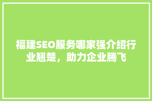 福建SEO服务哪家强介绍行业翘楚，助力企业腾飞 网站优化