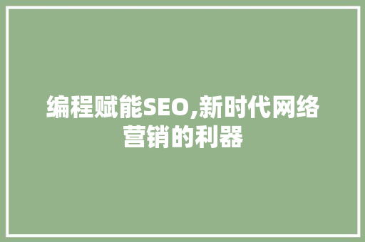编程赋能SEO,新时代网络营销的利器