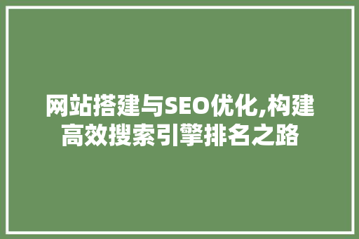 网站搭建与SEO优化,构建高效搜索引擎排名之路 搜狗优化