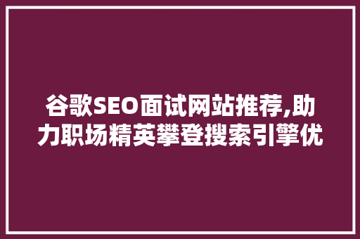 谷歌SEO面试网站推荐,助力职场精英攀登搜索引擎优化高峰