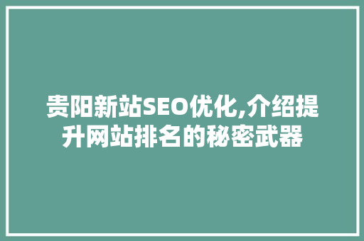 贵阳新站SEO优化,介绍提升网站排名的秘密武器 英文谷歌算法