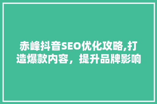 赤峰抖音SEO优化攻略,打造爆款内容，提升品牌影响力