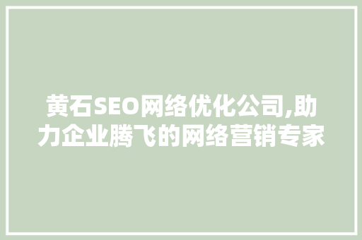 黄石SEO网络优化公司,助力企业腾飞的网络营销专家