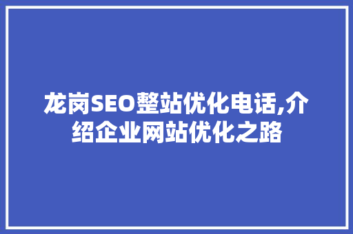 龙岗SEO整站优化电话,介绍企业网站优化之路