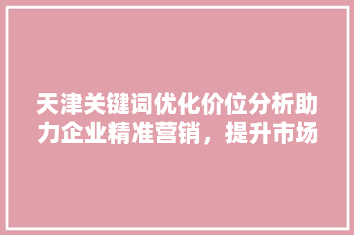 天津关键词优化价位分析助力企业精准营销，提升市场竞争力