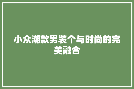 小众潮款男装个与时尚的完美融合