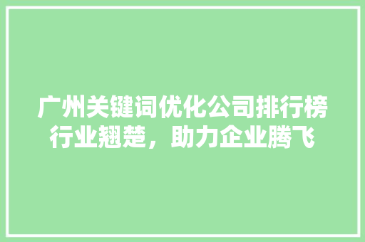 广州关键词优化公司排行榜行业翘楚，助力企业腾飞 网站开发