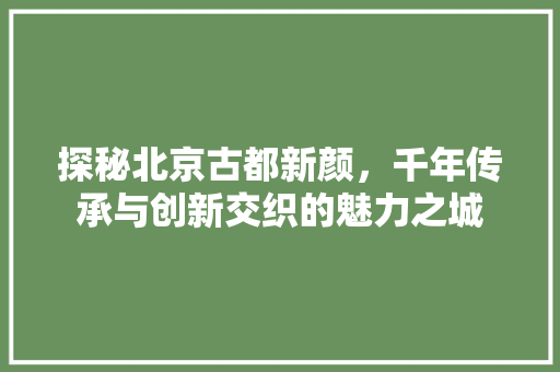 探秘北京古都新颜，千年传承与创新交织的魅力之城