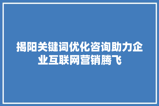 揭阳关键词优化咨询助力企业互联网营销腾飞