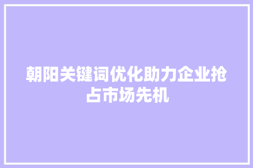 朝阳关键词优化助力企业抢占市场先机
