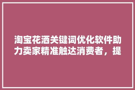 淘宝花洒关键词优化软件助力卖家精准触达消费者，提升销售业绩 网站优化