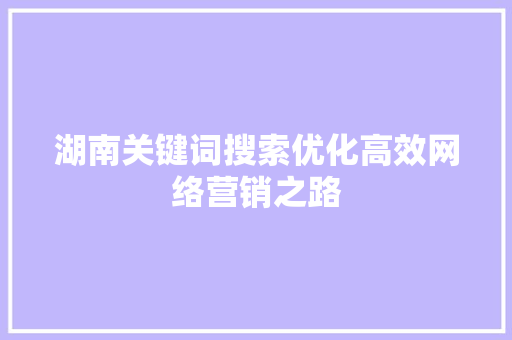 湖南关键词搜索优化高效网络营销之路 英文谷歌算法