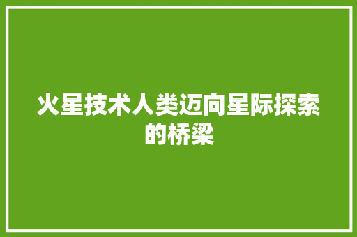 火星技术人类迈向星际探索的桥梁