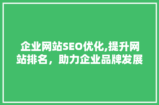 企业网站SEO优化,提升网站排名，助力企业品牌发展
