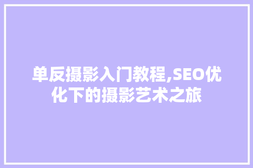单反摄影入门教程,SEO优化下的摄影艺术之旅