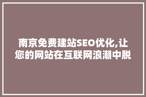 南京免费建站SEO优化,让您的网站在互联网浪潮中脱颖而出