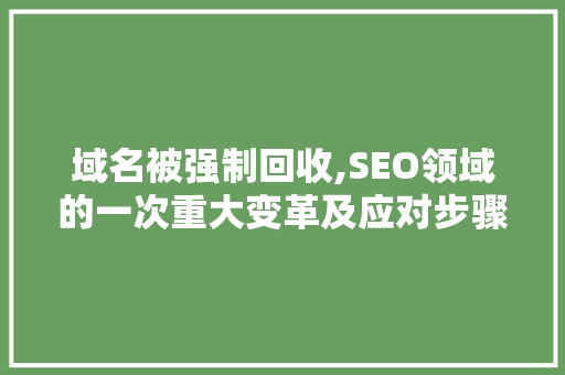 域名被强制回收,SEO领域的一次重大变革及应对步骤 小程序开发