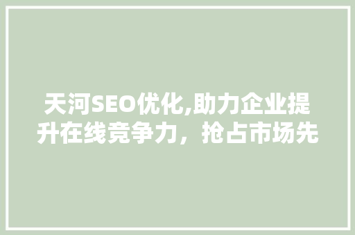 天河SEO优化,助力企业提升在线竞争力，抢占市场先机 seo技术