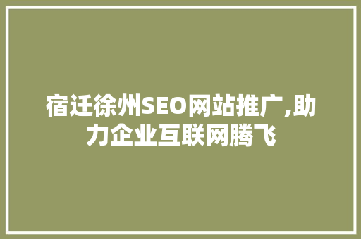 宿迁徐州SEO网站推广,助力企业互联网腾飞