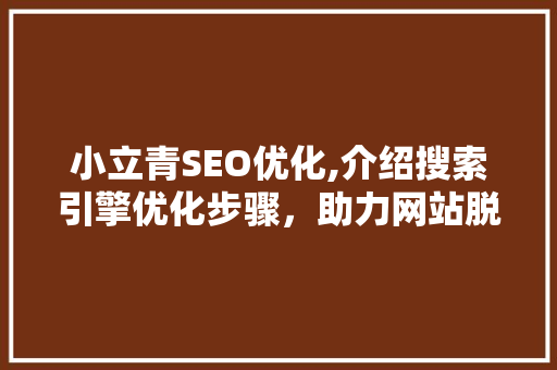 小立青SEO优化,介绍搜索引擎优化步骤，助力网站脱颖而出 AI技术学习