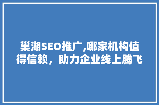 巢湖SEO推广,哪家机构值得信赖，助力企业线上腾飞