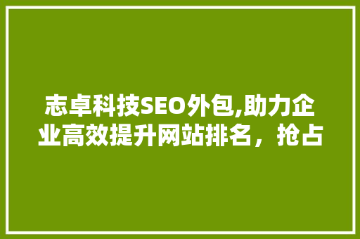 志卓科技SEO外包,助力企业高效提升网站排名，抢占市场先机