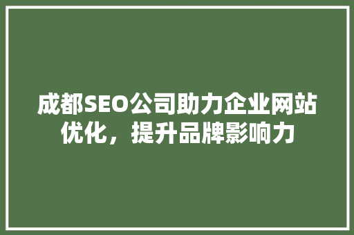 成都SEO公司助力企业网站优化，提升品牌影响力 英文谷歌算法