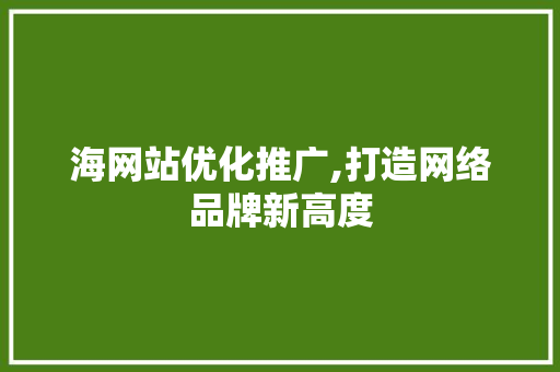 海网站优化推广,打造网络品牌新高度 海网站优化推广,打造网络品牌新高度 网站开发