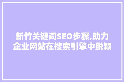 新竹关键词SEO步骤,助力企业网站在搜索引擎中脱颖而出