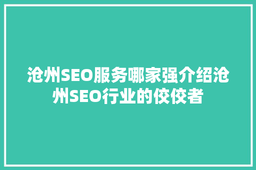 沧州SEO服务哪家强介绍沧州SEO行业的佼佼者 百度算法
