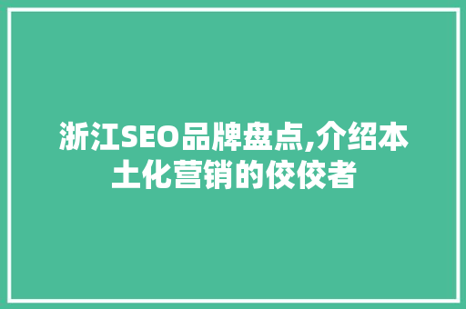 浙江SEO品牌盘点,介绍本土化营销的佼佼者