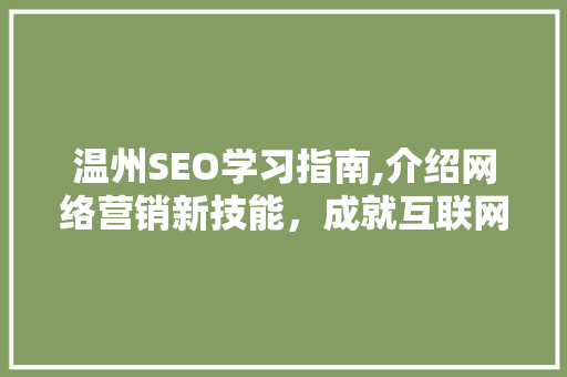 温州SEO学习指南,介绍网络营销新技能，成就互联网梦想