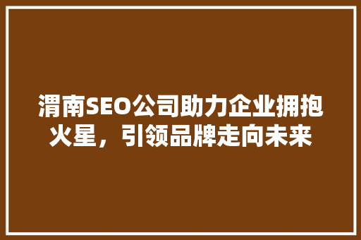 渭南SEO公司助力企业拥抱火星，引领品牌走向未来 小程序开发