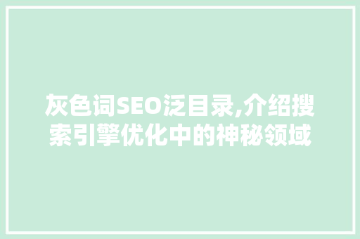 灰色词SEO泛目录,介绍搜索引擎优化中的神秘领域