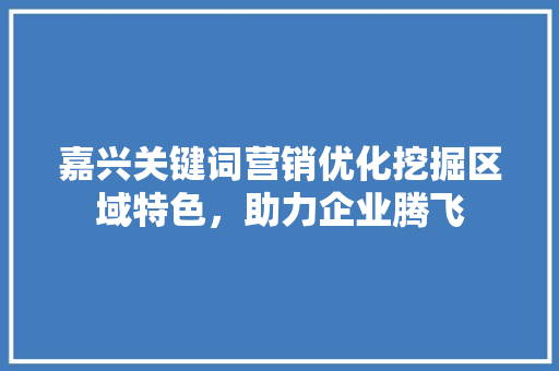 嘉兴关键词营销优化挖掘区域特色，助力企业腾飞 小程序开发