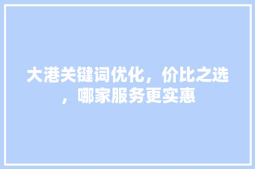 大港关键词优化，价比之选，哪家服务更实惠
