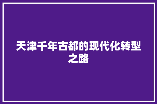 天津千年古都的现代化转型之路
