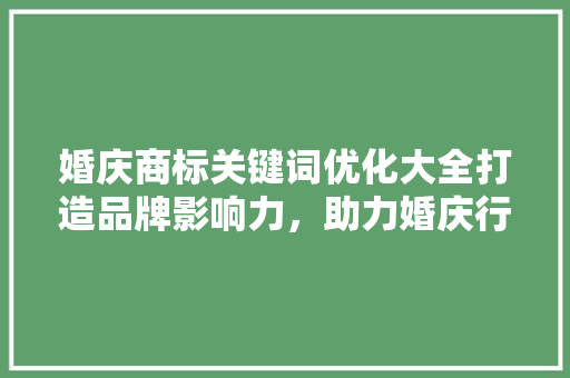 婚庆商标关键词优化大全打造品牌影响力，助力婚庆行业腾飞 头条优化