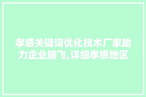 孝感关键词优化技术厂家助力企业腾飞,详细孝感地区企业网络营销步骤 头条优化