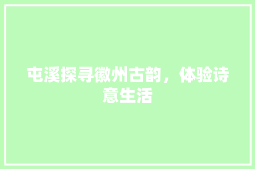 屯溪探寻徽州古韵，体验诗意生活
